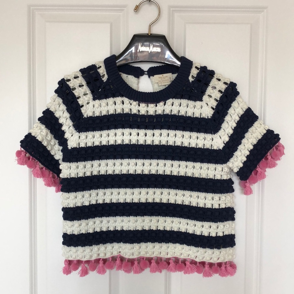 Brand new Kate Spade knit top with Pom Poms